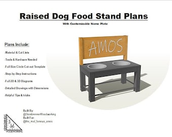 Support de nourriture pour chien surélevé, Plans de mangeoire pour animaux de compagnie - Support de bol pour chien - Bol pour chien bricolage, Plans de travail du bois, Station d'alimentation surélevée