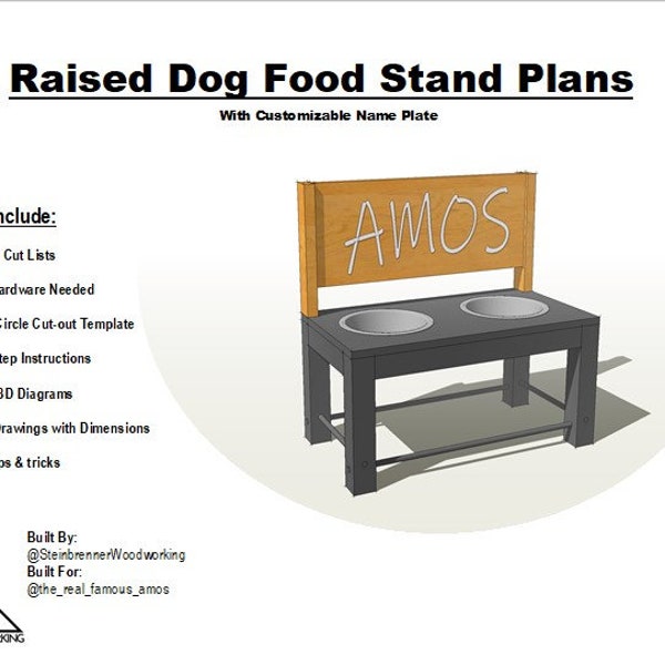 Raised Dog Food Stand, Pet Feeder Plans -Dog Bowl Stand- DIY Dog Bowl, Woodworking Plans, Elevated Feeding Station