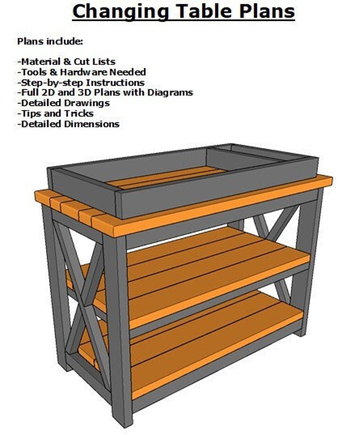 Baby Changing Table, Nursery Furniture, Woodworking Plans, DIY ...