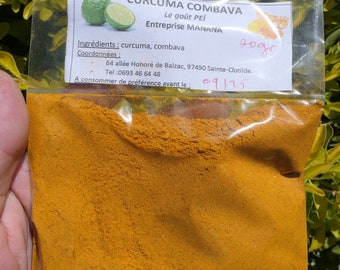 70g Bulk Spice TURMERIC & COMBAVA (lemon kefir kafir) Powder, ground product from Madagascar Creole cuisine