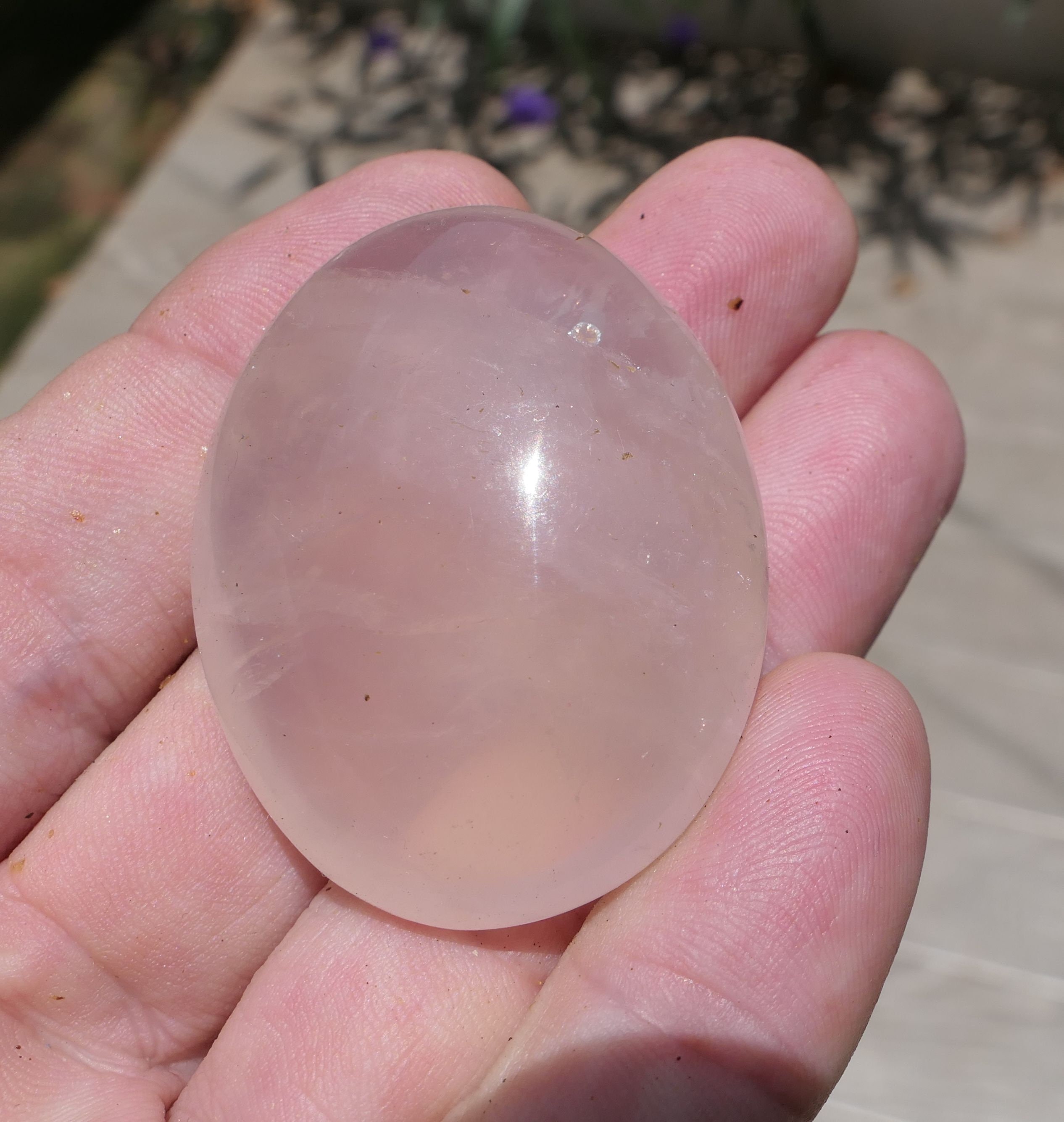 M200 36G Quartz Rose 44mm Pierre Naturelle Amour Galet Madagascar Minéraux Roulée Lithothérapie Chak