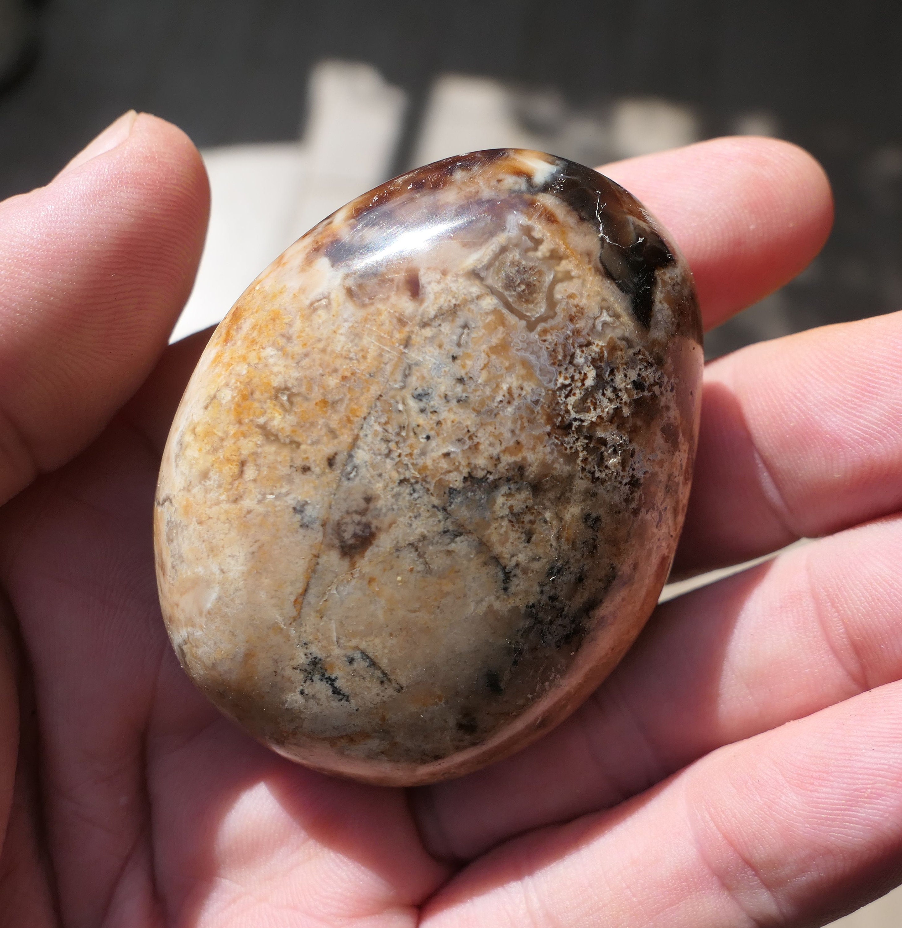 M288 78G Opale Noire | Cappuccino de Madagascar 57mm Pierre Naturelle Galet Lithothérapie Retrouver 