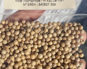 30g épice POIVRE BLANC de La REUNION  en Grain pour la  la cuisine créole , Réunionnaise , indienne , Antillaise