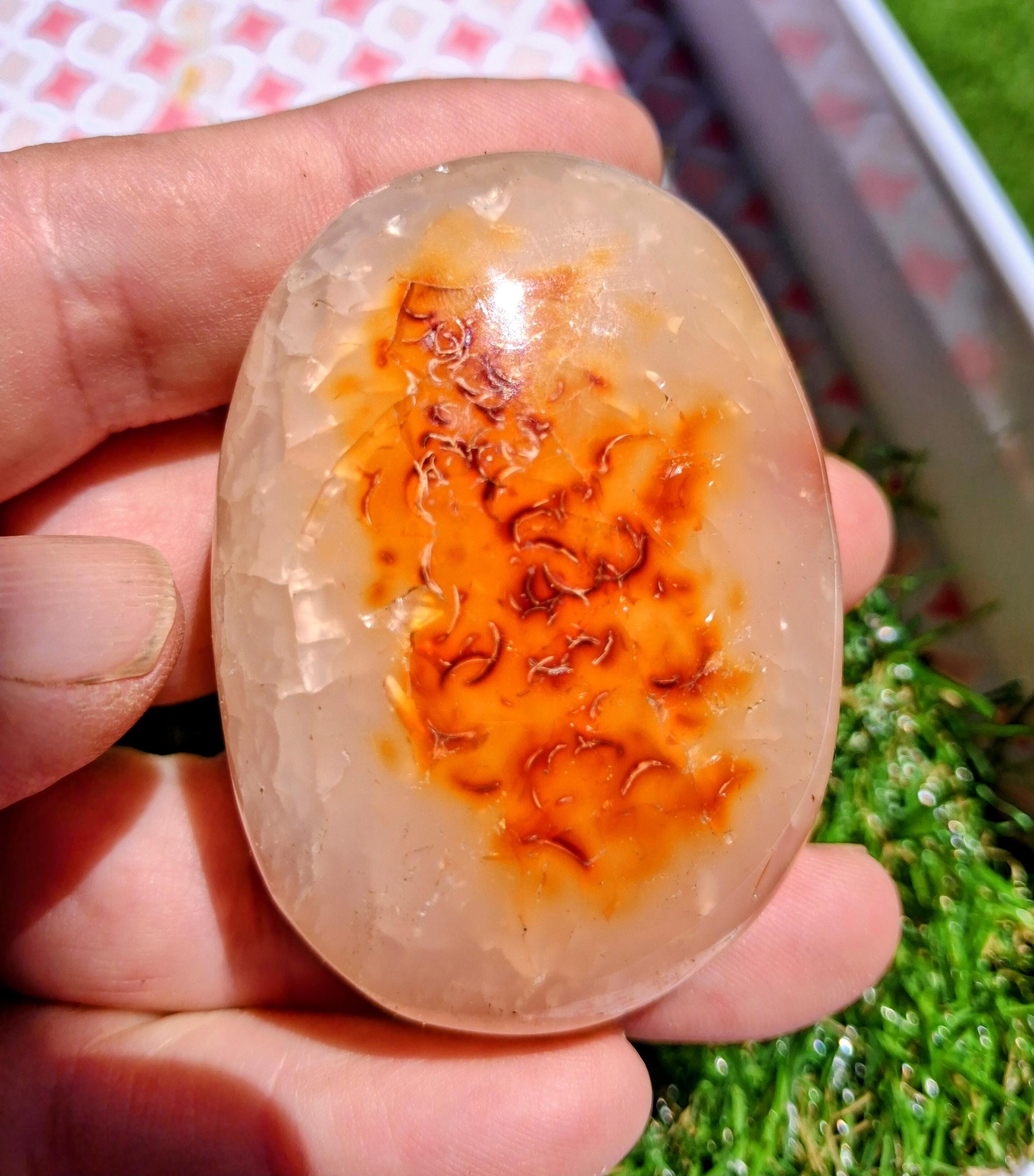 Z45 カーネリアン ブレイン オレンジ 86g 58mm 丸玉 タンブルストーン