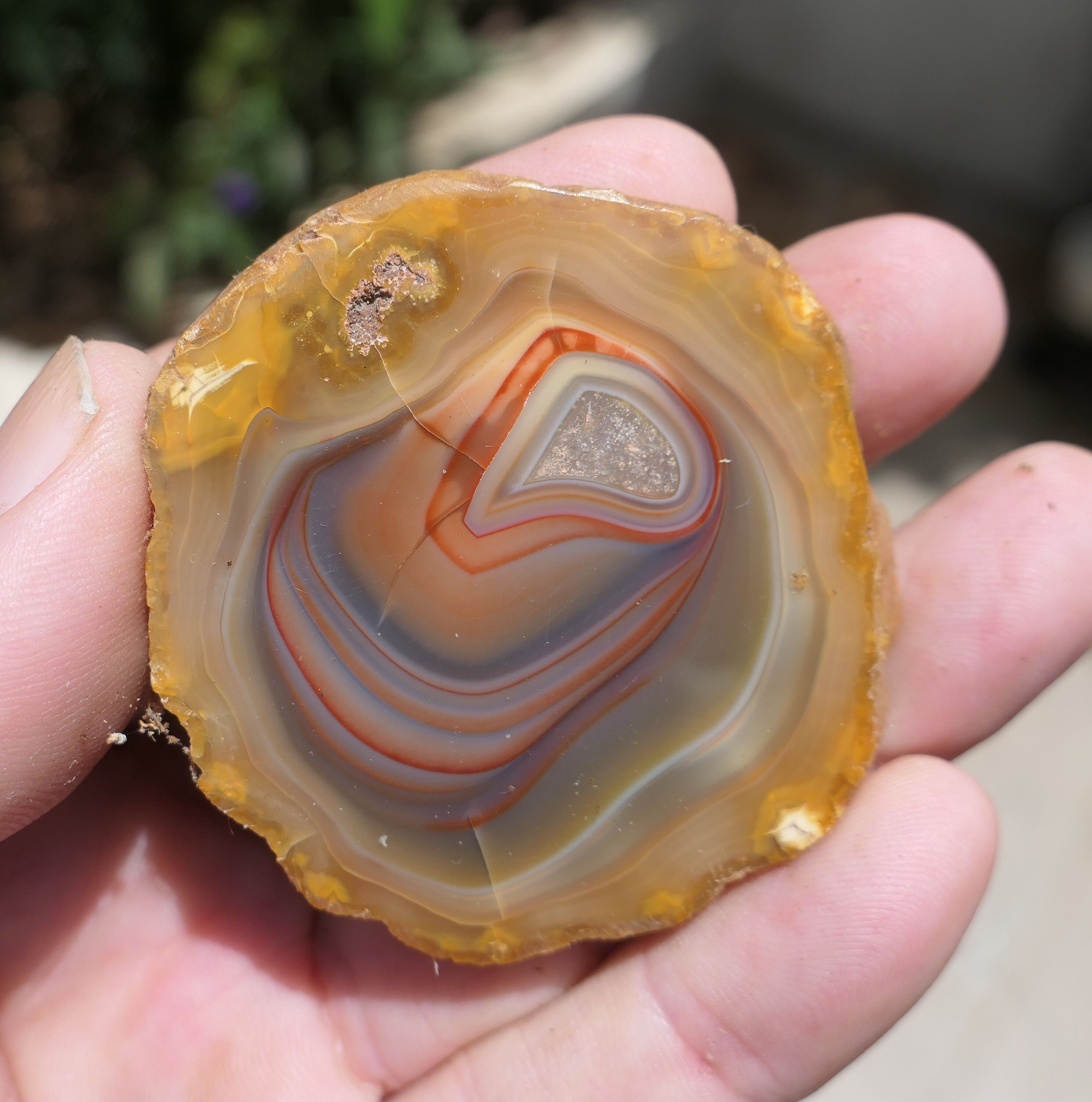 M102 42G Tranche Agate Rubannee Naturelle 53mm Galet Madagascar Reiki Quartz Pierre Roulée Minéraux 