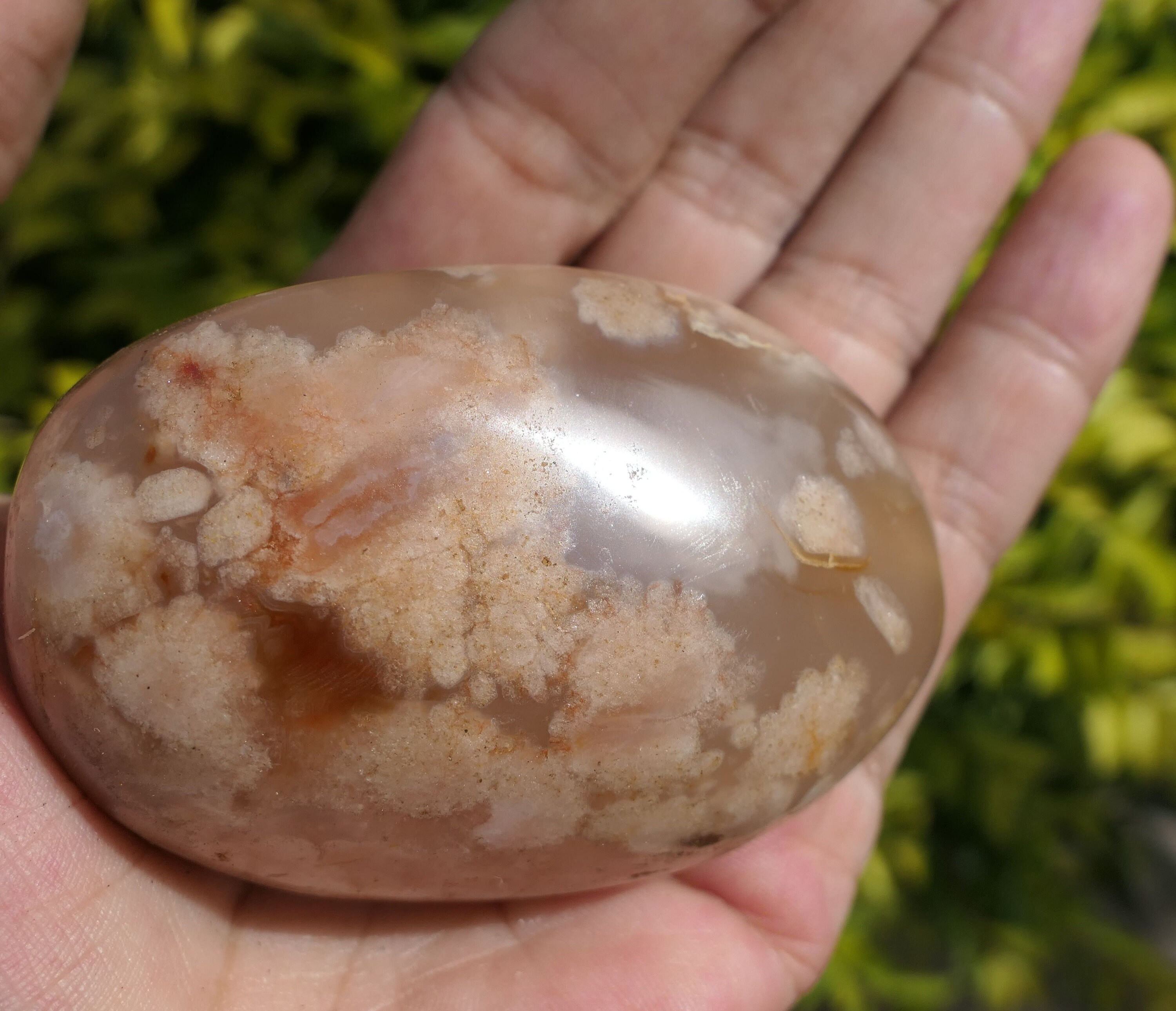 R926 142G Agate Mousse Fleurie Naturelle 64mm Gros Galet Madagascar Reiki Quartz Pierre Roulée Minér