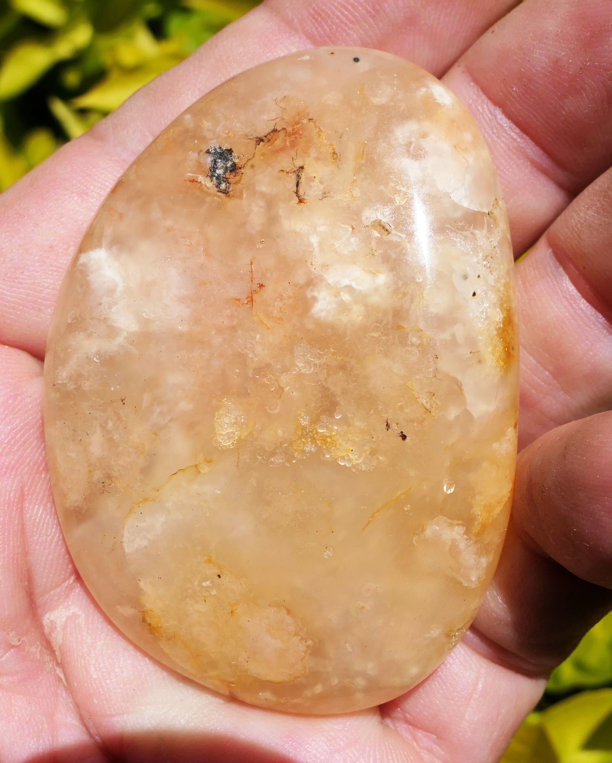 L307 63G Xl Agate Mousse Naturelle 76mm Galet Madagascar Reiki Quartz