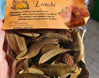 KIT Rhum LETCHI de La Réunion / CANNELLE en feuilles   Kit Préparation Déshydraté pour Rhum Arrangé  de l île de La Réunion Soa