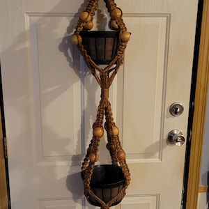 Vintage Large 4 Ft. 2 Pot Macrame Hanger