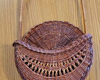 Vintage Wicker Rattan Hanging Wall Basket