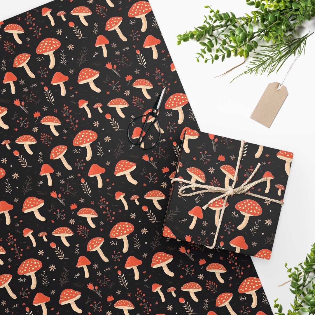 Mushroom Holiday Wrapping Paper Cute Mushrooms Christmas - Etsy