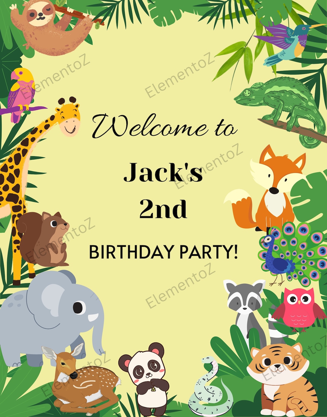 Editable Safari Birthday Welcome Sign, Jungle Theme Welcome Sign ...