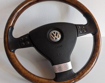 Steering wheel used VW Golf Mk5 Passat B6 B5.5 Very rare Wood Handmade OEM TRW Multyfunction