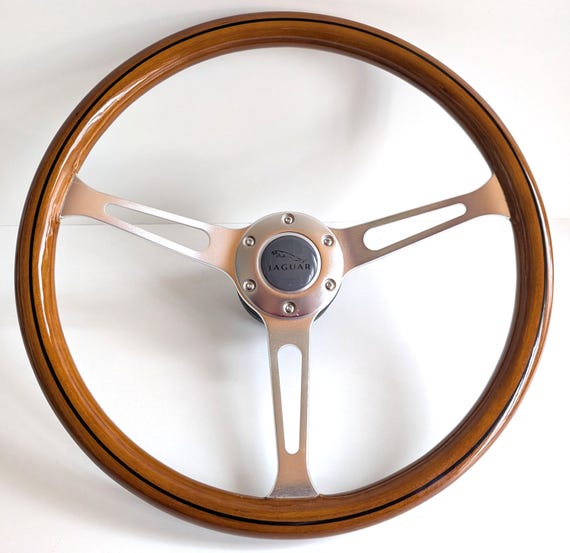 Steering Wheel Used Custom Rebuild Wood Chrome Silver Spokes 380mm