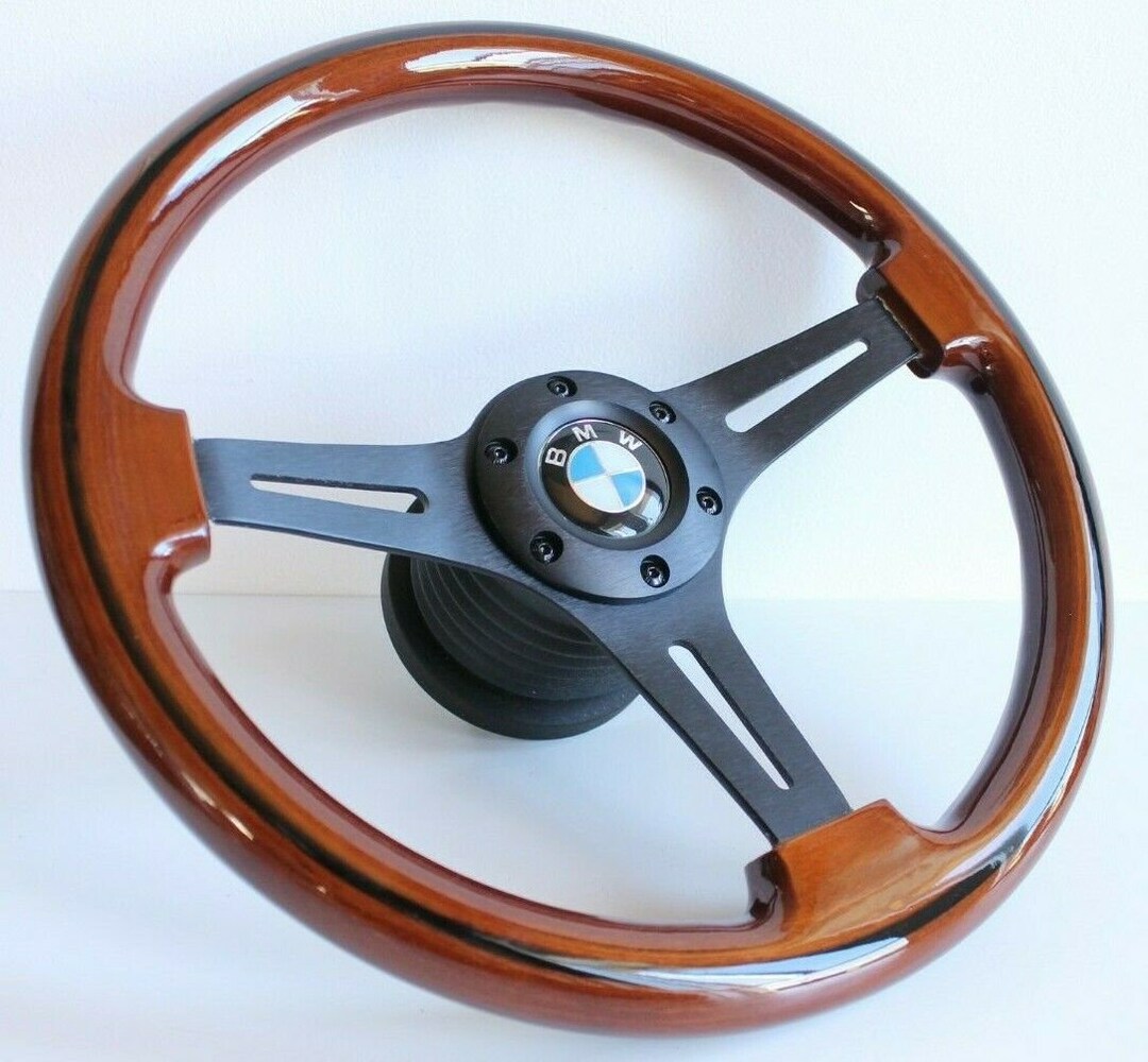 Steering Wheel Fits for BMW Used Custom Rebuld Wood Black 350mm Wooden ...