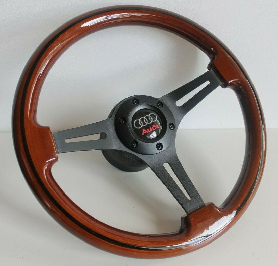 Steering Wheel Fits for AUDI Used Custom Rebuld Wood Black Spokes