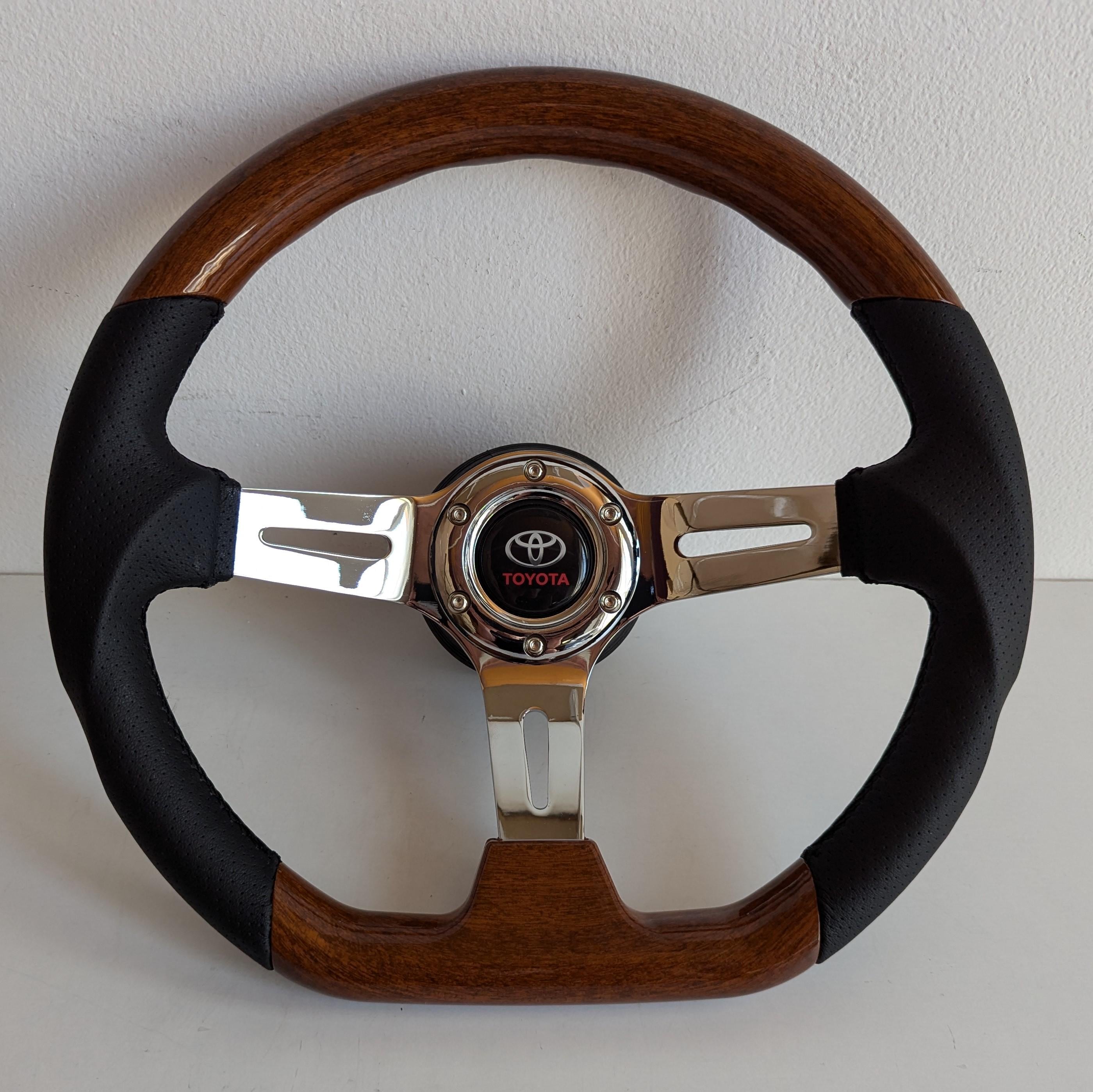 Steering Wheel Fits for TOYOTA Used Custom Rebuild Wood Flat