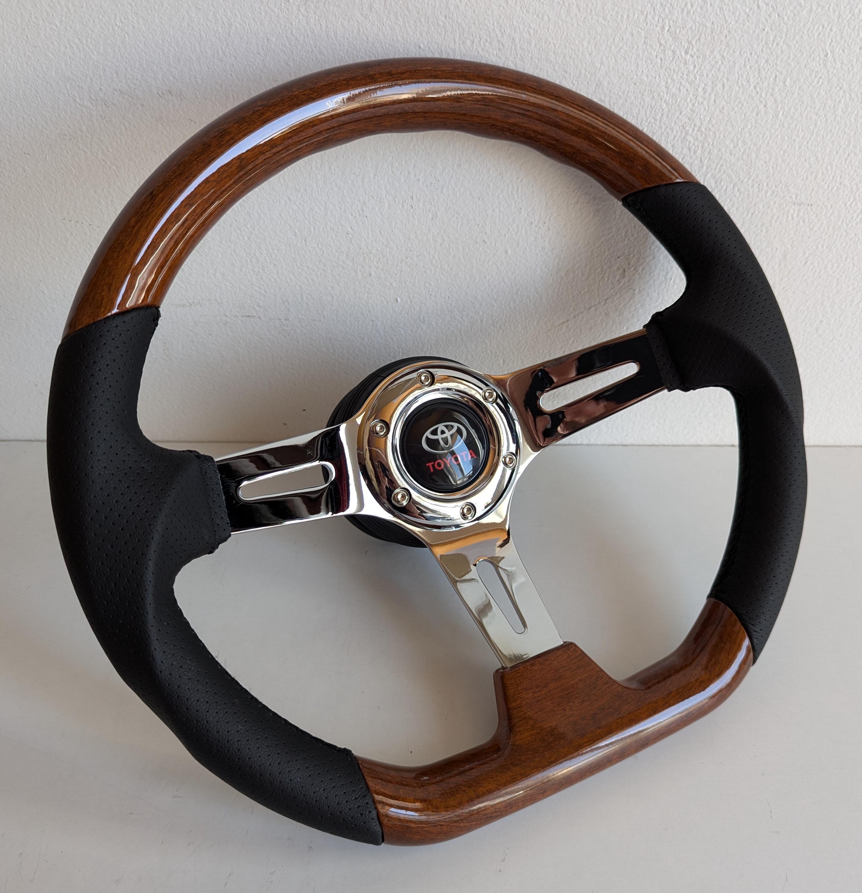 Steering Wheel Fits for TOYOTA Used Custom Rebuild Wood Flat