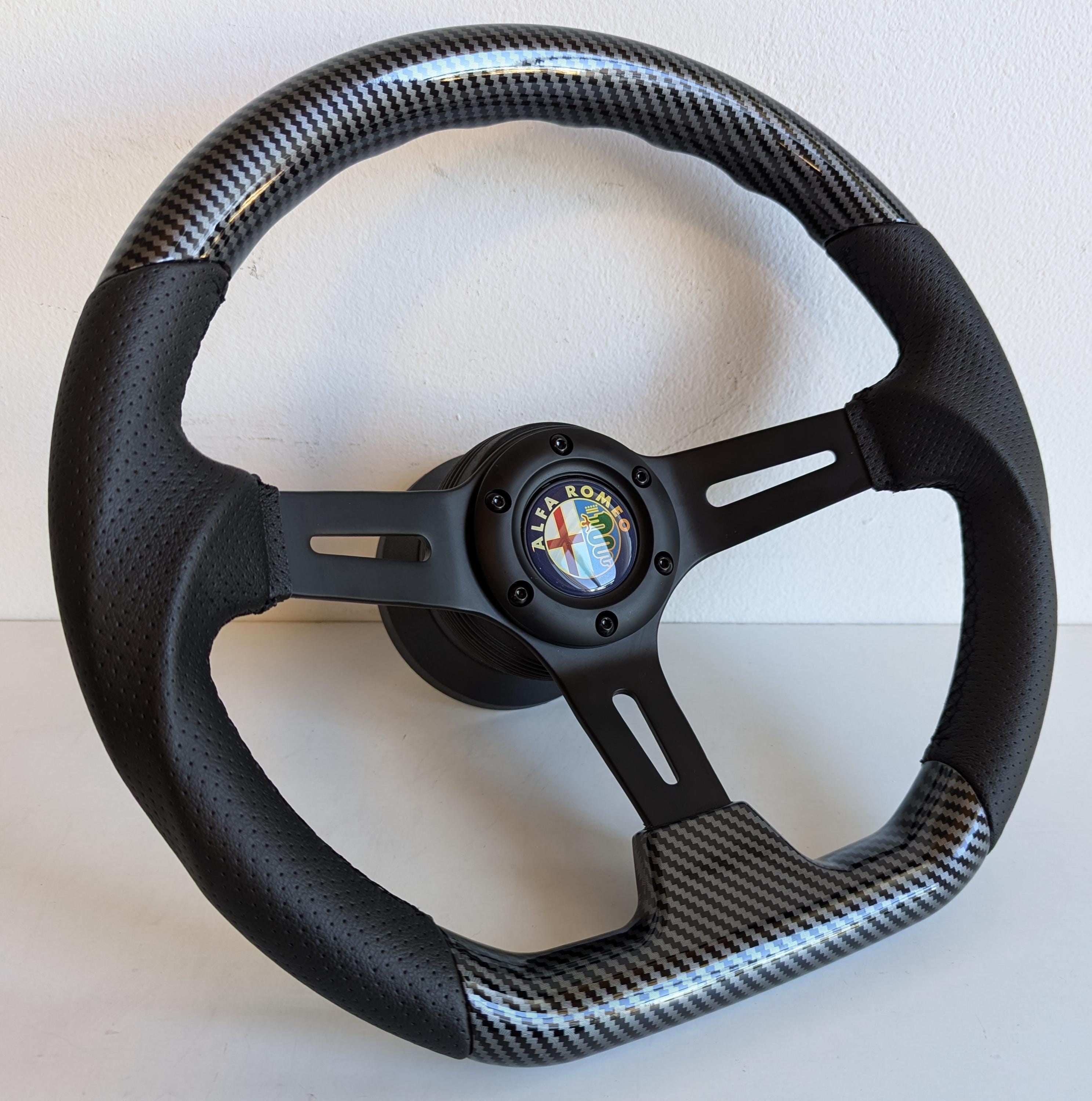 Steering wheel fits for Alfa Romeo Spider Used Suede Leather 380mm Classic Vintage Handmade Spider Veloce 164 75 2000 GTV Alfetta 1970 -1995