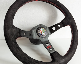 Volant pour Alfa Romeo Spider en cuir suédé usagé 380 mm Spider Veloce vintage classique fait main 164 75 2000 GTV Alfetta 1970 -1995