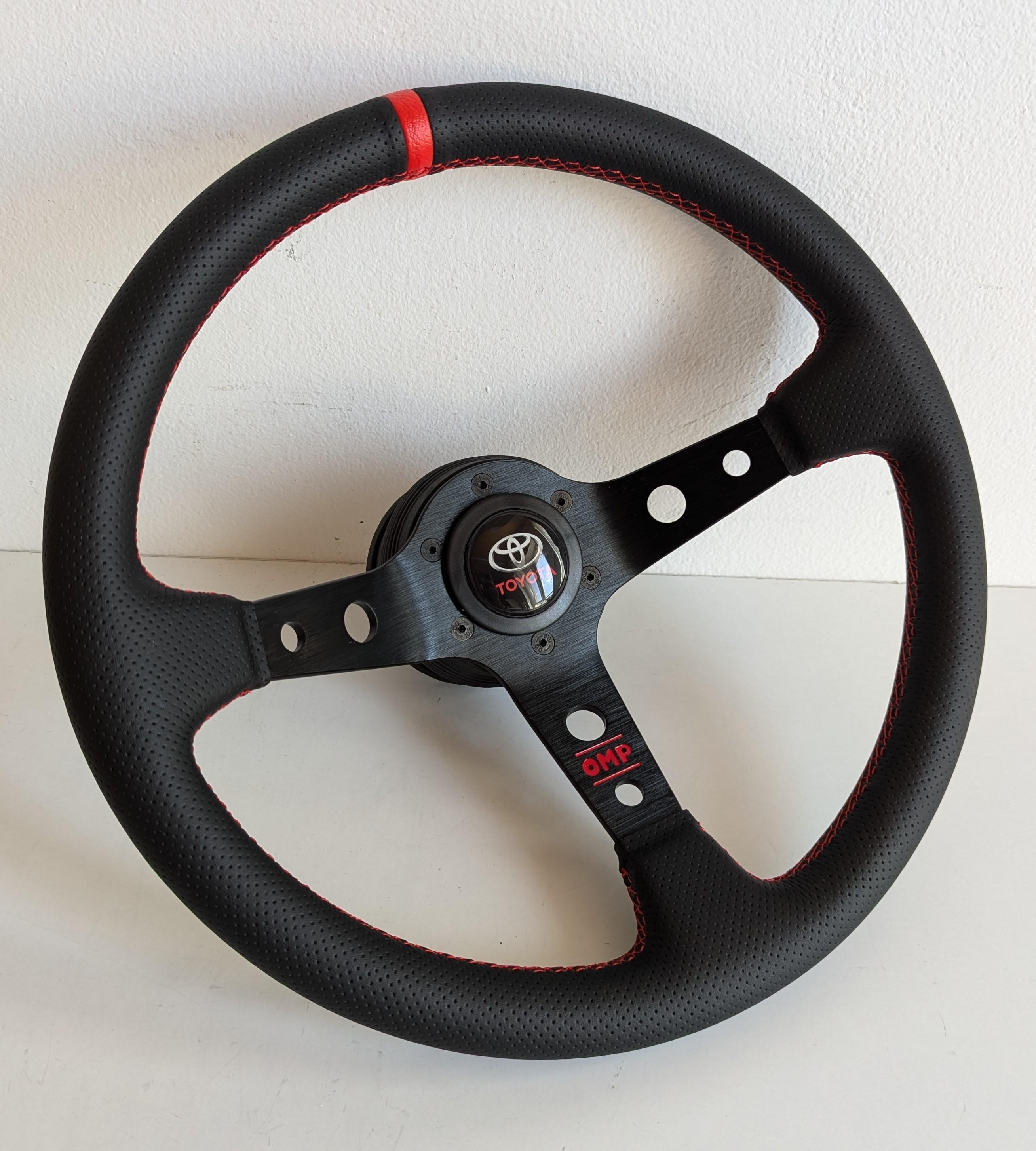 Steering Wheel Fits for TOYOTA Used Custom Rebuild Red Perforated