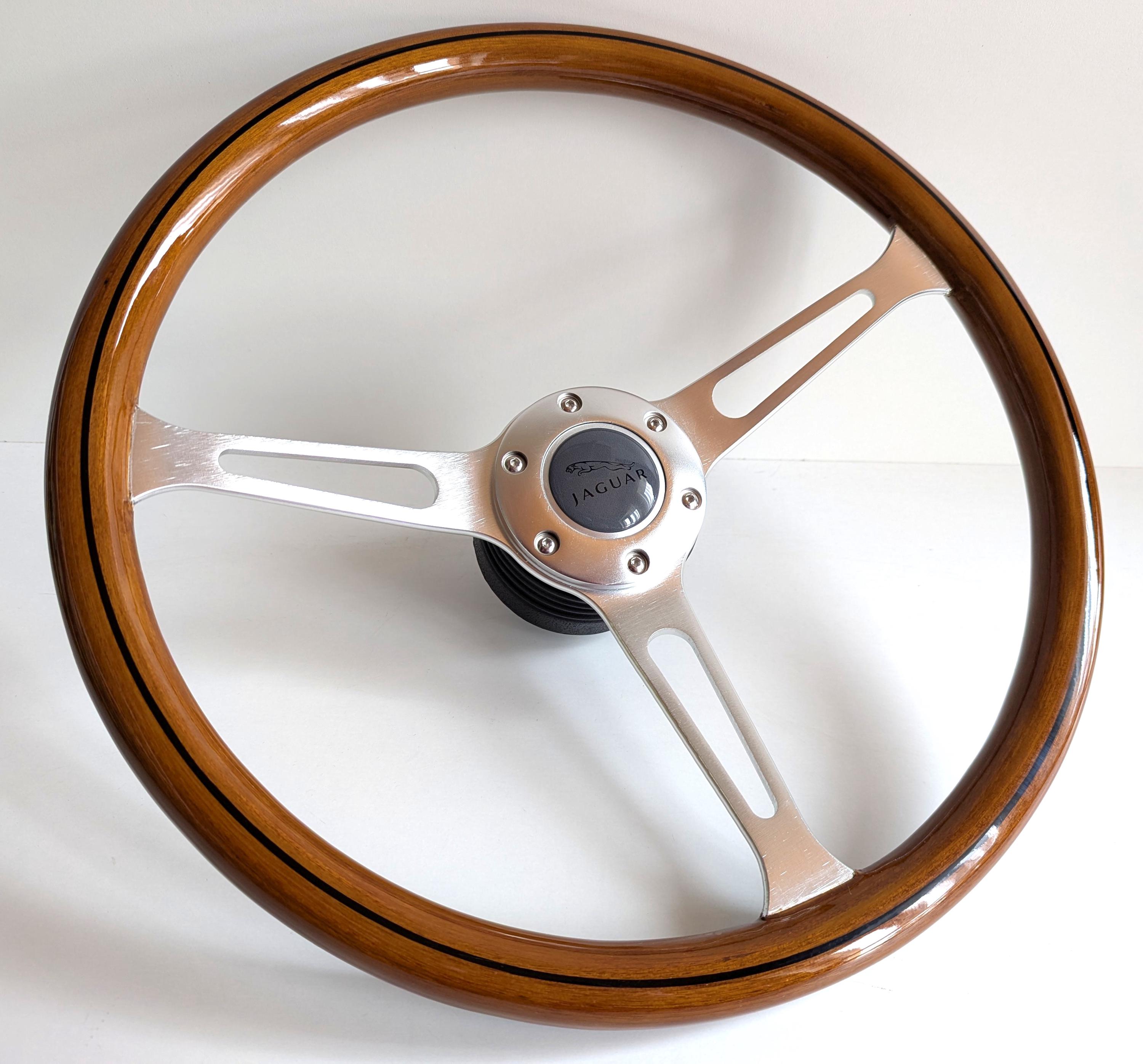 Steering Wheel Used Custom Rebuild Wood Chrome Silver Spokes 380mm