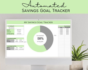 Savings Goal Tracker - Green | Emergency Fund Tracker | Sinking Funds Template | Automated Savings Tracker Google Sheets