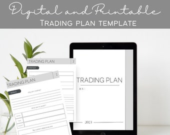 Digitaal handelsplan sjabloon | Opties Trading Plan Template | Forex Trading Plan Afdrukbare Day Trading Strategie Sjabloon