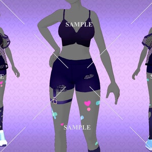 3D Vtuber Model Outfit / Vroid Outfit / Purple Heart Outfit