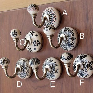 Black and off White Ceramic Hook for Bathroom/Decorative Hooks/Kitchen Wall Hooks/ Coat Hangers /Towel Hanger/wall mounted ceramic hook