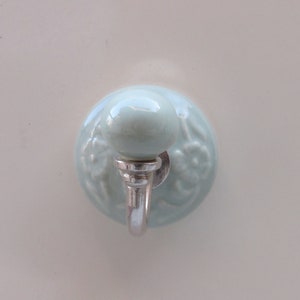 Teal Embossed Ceramic Wall Hooks/Handmade ceramic hook/Decorative Hooks/Kitchen Wall Hooks/ Coat Hangers /Towel Hanger Colourful hook
