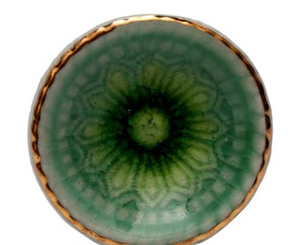 Handmade ceramic round green drawer knobs, porcelain chemical glazed knobs