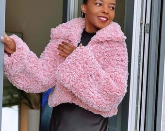 Crochet Furry Cardigan Pattern: Fuzzy Faux Fur Coat (PDF Pattern)