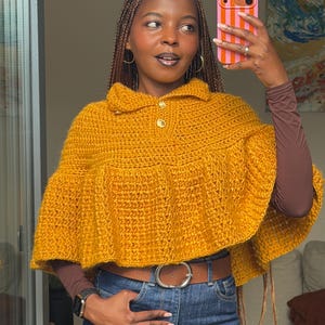 Crochet Cape Pattern PDF, Ruffle Cape Crochet Pattern, Beginner Friendly Crochet Poncho, Made to Measure XS–5XL