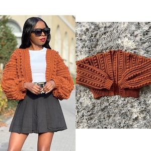 Häkelanleitung für Bommel-Cardigan, PDF - downloadbar (englisch)