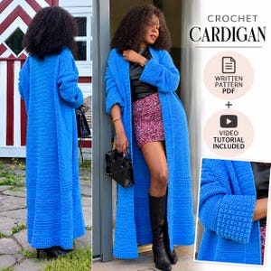 Crochet Duster Cardigan Pattern PDF,  Made to Measure Sweater , Beginner  Jacket, XS-5XL Tutorial