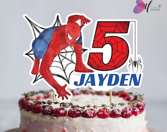 Personalized Spiderman Birthday Cake Topper (Digital File)