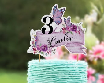 PERSONALIZED Butterfly Garden Cake Topper - DIGITAL FILE- Butterfly birthday cake topper - Printable cake topper - Spring Garden cake topper