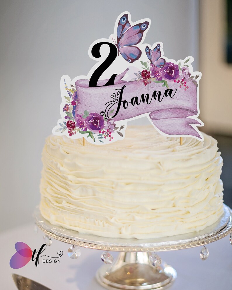 PERSONALIZED Butterfly Garden Cake Topper DIGITAL FILE Etsy