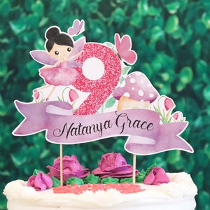 PERSONALIZED Fairy Cake Topper, DIGITAL FILE, Printable Fairyland birthday cake topper, Fairy Garden cake topper, Girls birthday cake topper