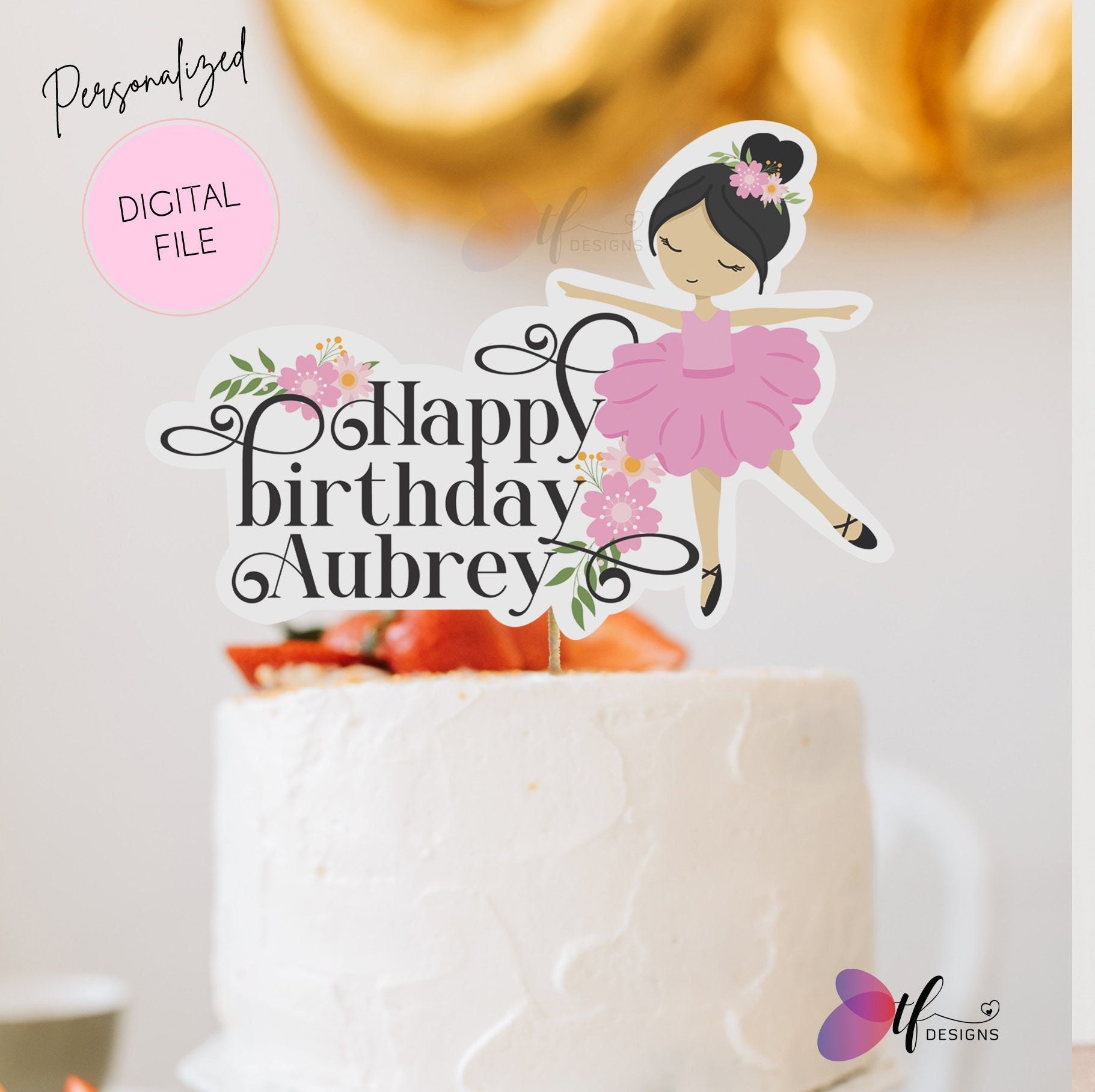 Ballerina Cake Topper Cute Ballerina Happy Birthday Cake Topper Pink
