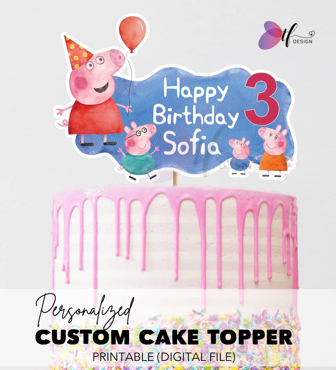 Peppa pig cake topper 🐷 – AnasPartyPaper