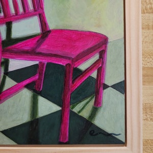 No. 5 Chairs and Shadows Series original framed painting, chair art, acrylic painting, framed art, pink painting, contemporary art, image 8