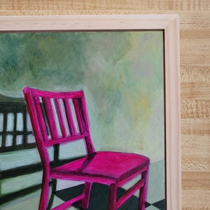 No. 5 Chairs and Shadows Series original framed painting, chair art, acrylic painting, framed art, pink painting, contemporary art, image 5