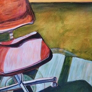ORIGINAL painting still life art, chair painting, contemporary acrylic painting, modern chair painting, impressionist still life, orange art image 1