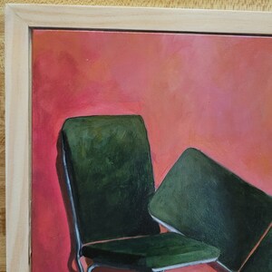 No. 4 Chairs and Shadows Series original framed painting, chair art, acrylic painting, framed art, pink painting, contemporary art, image 4