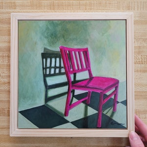 No. 5 Chairs and Shadows Series original framed painting, chair art, acrylic painting, framed art, pink painting, contemporary art, image 10