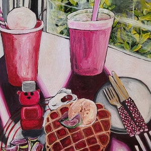 ORIGINAL painting Food Still life art. Interior still life painting. Colorful kitchen art. Kitchen wall decor. Kitchen still life. Food art.