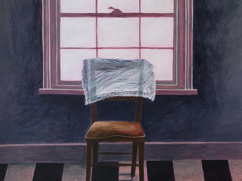 ORIGINAL acrylic painting. Chair still life painting. Dark painting. Original art. Still life. Impressionist painting. Modern Chair art. image 1