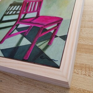 No. 5 Chairs and Shadows Series original framed painting, chair art, acrylic painting, framed art, pink painting, contemporary art, image 7